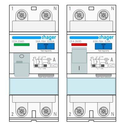 Download MS-Visio template Model УЗО Hager 2P | Фигуры электрики Hager УЗО 2Р | Фигуры электрики визио УЗО Hager