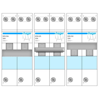 Download MS-Visio template Hager SFB 2P Групповой переключатель Hager SFB 2P
