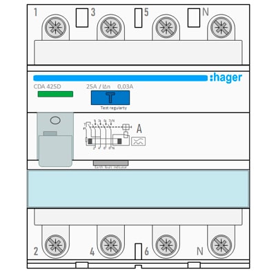 Download MS-Visio template Hager RCD 4P | Фигуры электрики Hager УЗО 4Р | Фигуры электрики визио УЗО Hager