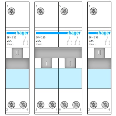 Download MS-Visio template Hager SFH 1P/2P | Фигуры электрики Hager SFH 1P/2P | Переключатель ввода резерва Хагер