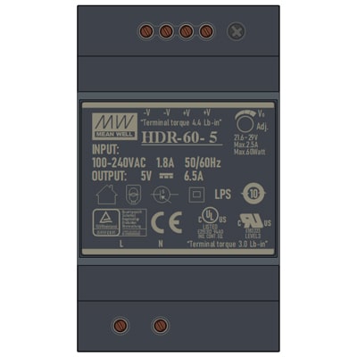 Download MS-Visio Stencil template MEAN WELL HDR-60 | Фигуры электрики MEAN WELL HDR-60 | Блок питания MEAN WELL HDR-60