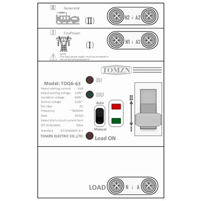 Download MS-Visio template stencils АВР Tomzn TOQ6-63/2P | Фигуры электрики АВР Tomzn TOQ6-63PV/2P | Шаблон АВР Tomzn для Майкрософт Визио
