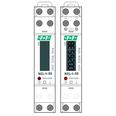 F&F NEL-1-30 — трафарет Visio Smart Shape однофазного счётчика электроэнергии 30А