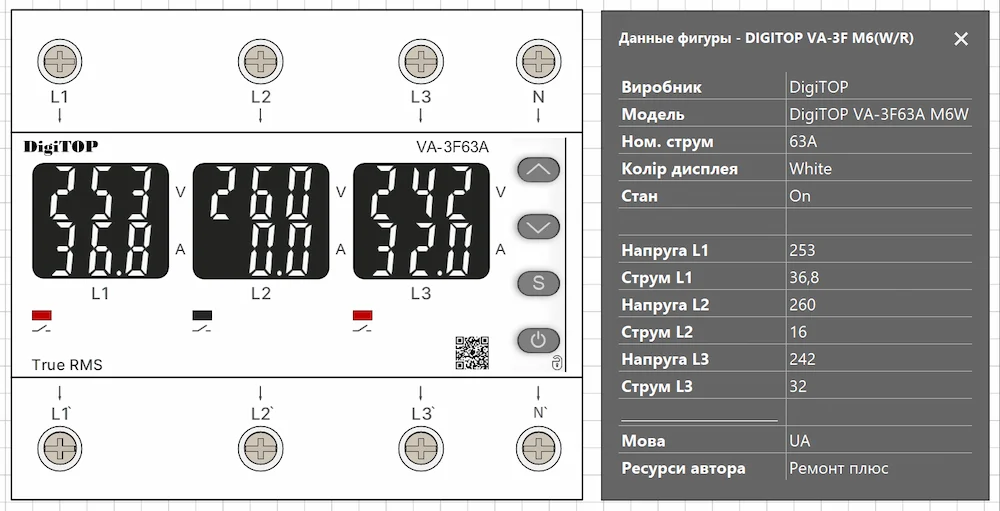 DigiTOP VA-3F63A M6W — поля Smart Data в Microsoft Visio