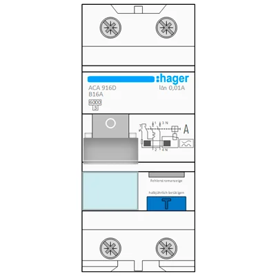 Hager RCBO AD9xxD Smart-фигура дифавтомата 1P+N, в Microsoft Visio — вся серия ADA/ADS/ACA/ACS/AFA в одной Stencils