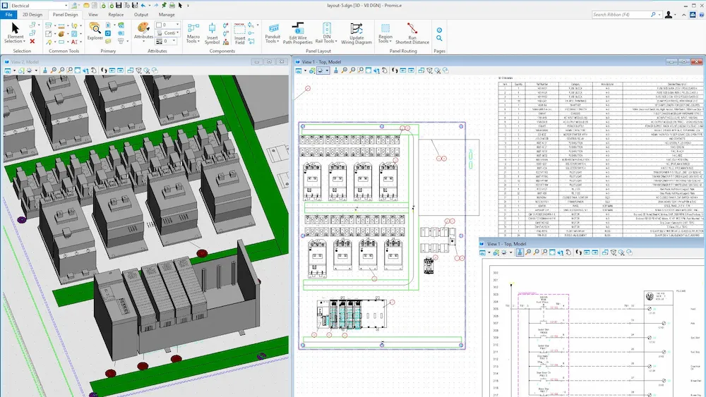 Promis·e САПР — 3D-модель шкафов, Panel Layout 2D, BOM-спецификация и ladder-схема