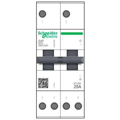 Acti9 SCO A9SC0225 2P 25A Schneider — Visio Smart Shape, выключатель нагрузки AC-22A