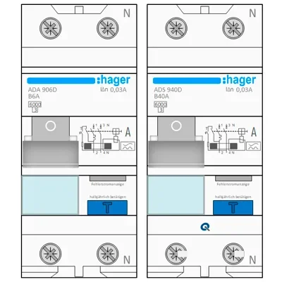 Трафарет Visio: Hager RCBO - дифавтомат ДАВ 1P+N / QuickConnect