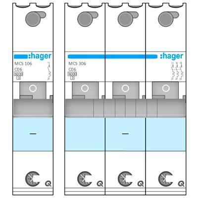 Трафарет Visio: Hager MCS - Автоматические выключатели QuickConnect 6кА