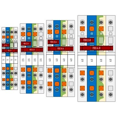 Клеммный блок WKDQ (Visio Stencil) Push-in Block JPT 1,5~6,0