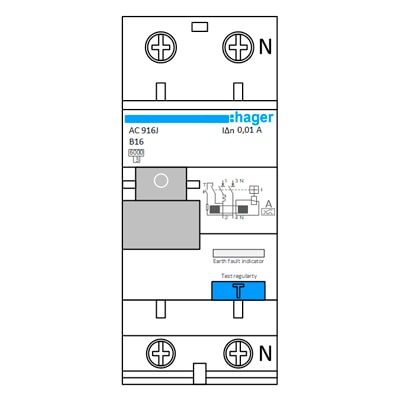 Дифавтоматы Hager AD9 10mA, тип А (MS Visio) template