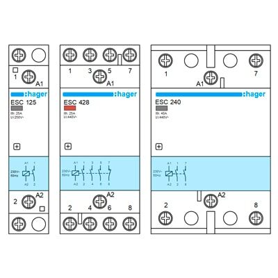 Контактор - силовое реле Hager ESC (Visio Models)
