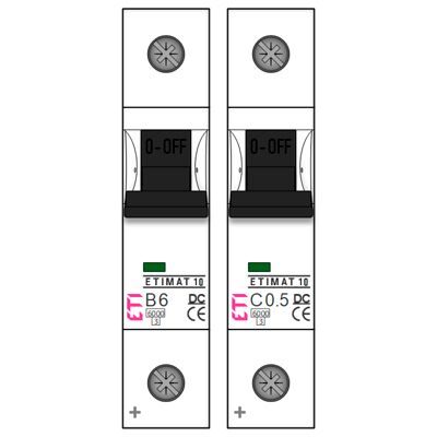 ETIMAT 10 DC 1p 2p B/C - Visio шаблон автомата постоянного тока 6кА