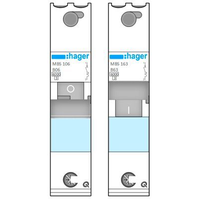 Трафарет Visio: Hager MBS - Автоматические выключатели QuickConnect 6кА